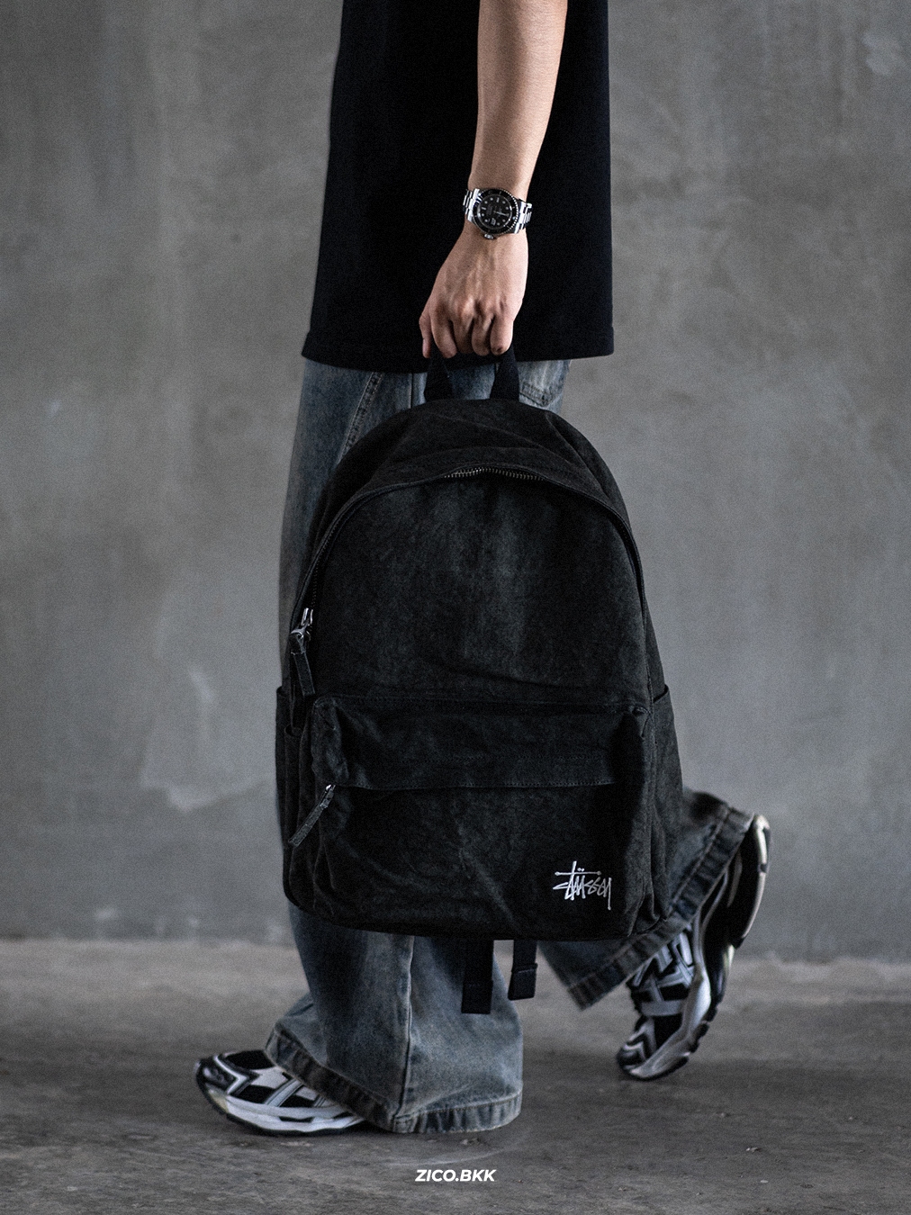Stussy Canvas Backpack (Washed Black) | Shopee Thailand