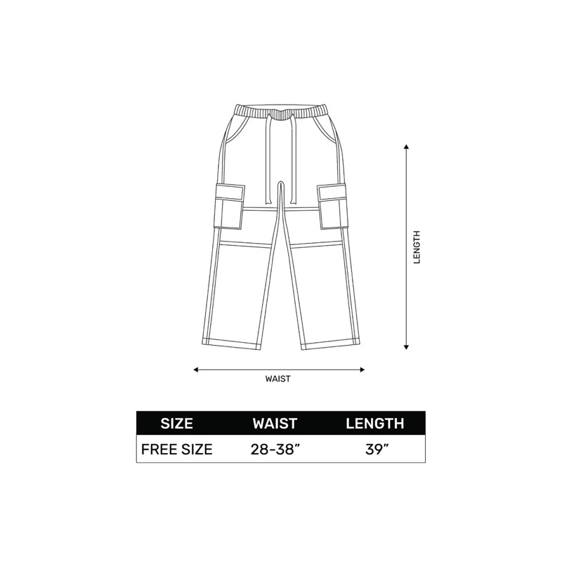 LOOKER - Baggy Cargo Jean กางเกงยีนส์ขายาวเอวยางยืด สีฟอก สีเทาเข้ม สีดำ