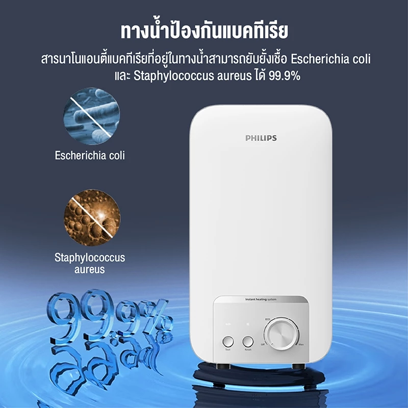 7. Philipswater เครื่องทำน้ำอุ่น 3500~4500 วัตต์ รุ่น AWH1500