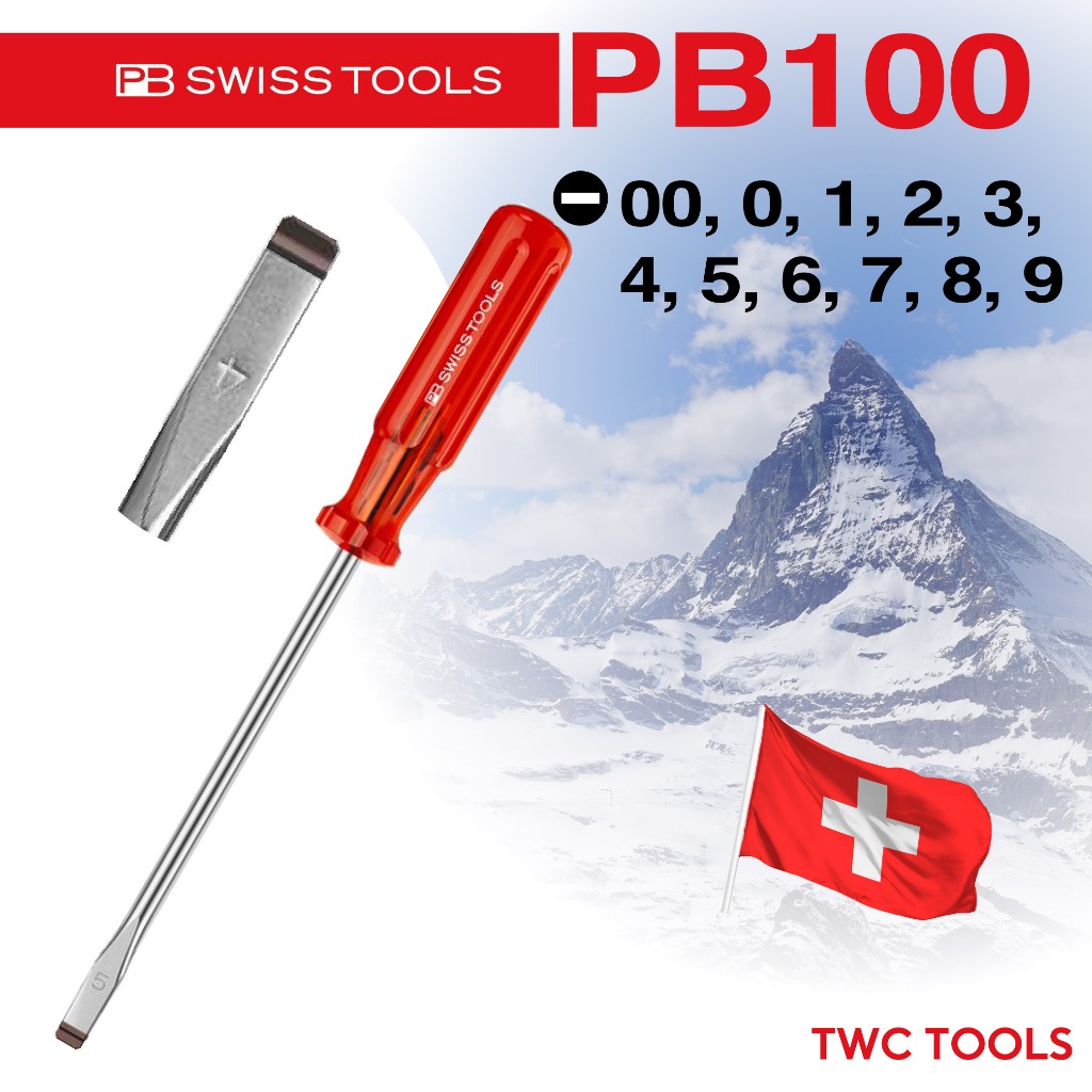 PB Swiss Tools ไขควงปากแบน รุ่น PB 100 ปากแบน ขนาด No.6, 7, 8, 9 ด้าม ...