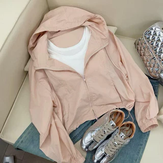 โปรโมชั่น Flash Sale : เสื้อคลุมผู้หญิง เสื้อคลุมกันแดด เสื้อคลุมผ้าร่ม แขนยาวมีฮู้ด มีกระเป๋า