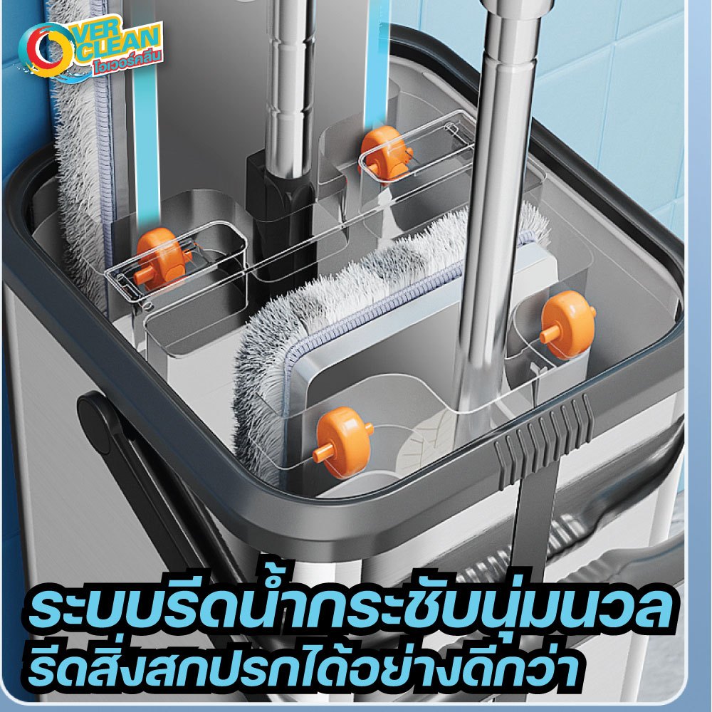 OVERCLEAN Premium MOP - ไม้ม็อบถูพื้นรีดน้ำ สแตนเลสแท้(ทั้งชุด) ฟรี ...