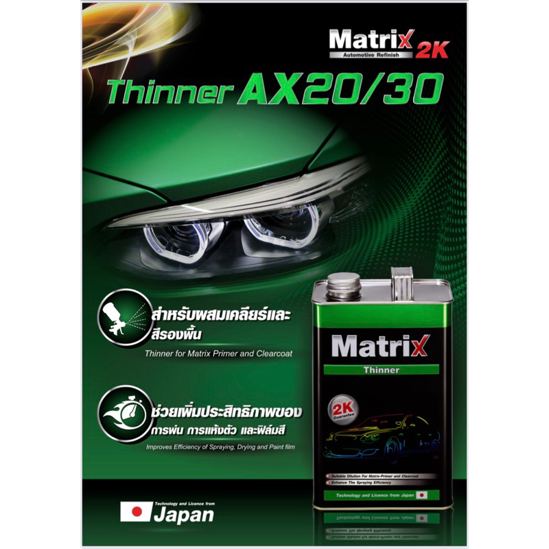 ทินเนอร์ 2K MATRIX BY TOA เมทริกซ์ ทินเนอร์สำหรับผสมเคลียร์และพ่นสีรอง ...