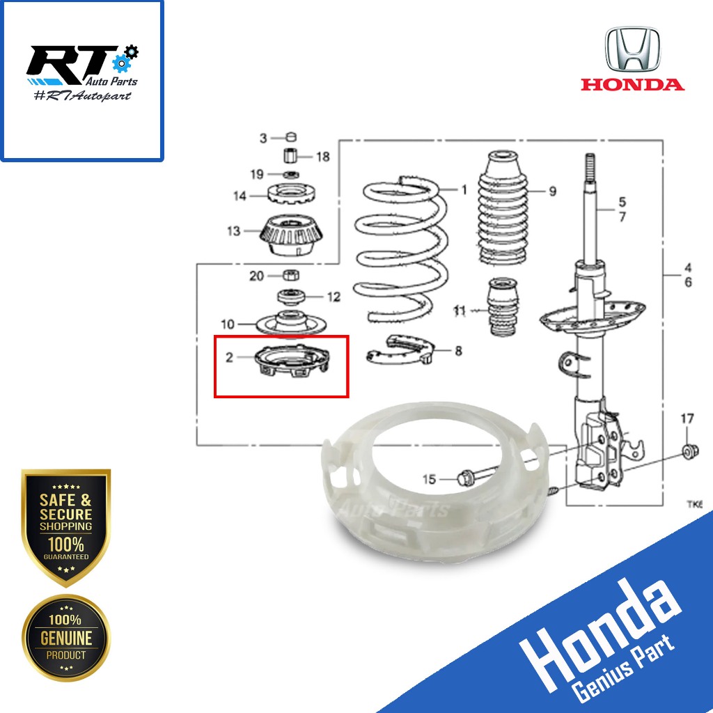 Honda ยางรองสปริงโช้คหน้า Honda Jazz City GM2 GE ปี08-13 | Honda แท้ ...