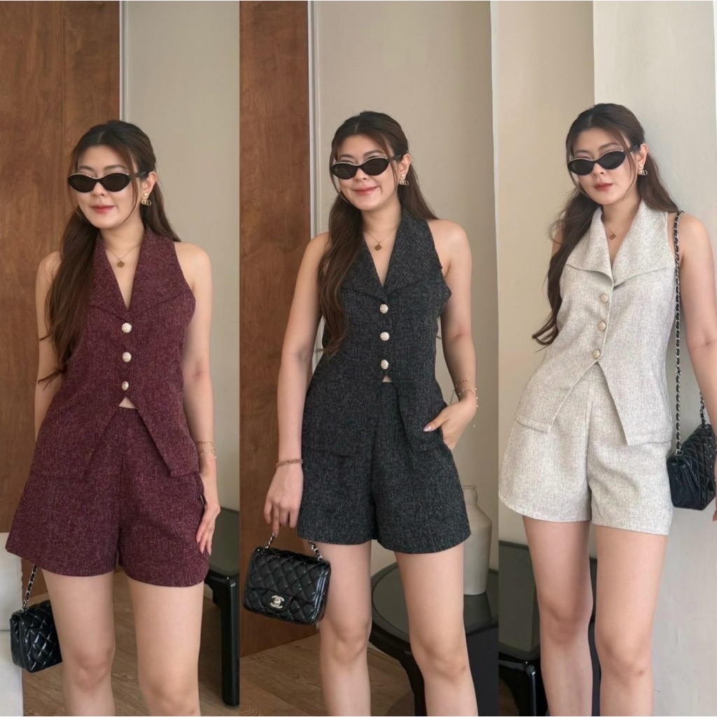 Mari Set :: ชุดเซ็ท 2 ชิ้นขาสั้น ชุดเซ็ขาสั้นผ้าทวิต งานเรียบหรู น่ารัก ...