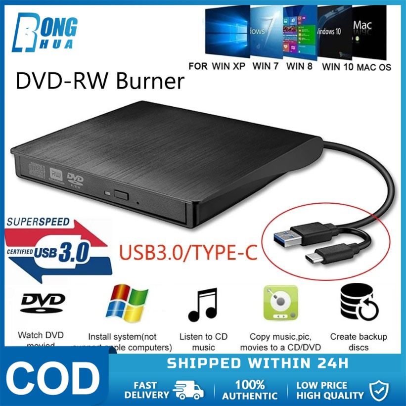USB 3.0/TYPE-CUltra Slim External DVD-RW Burner/CD/DVD/VCD/Rewrite/ออ ...