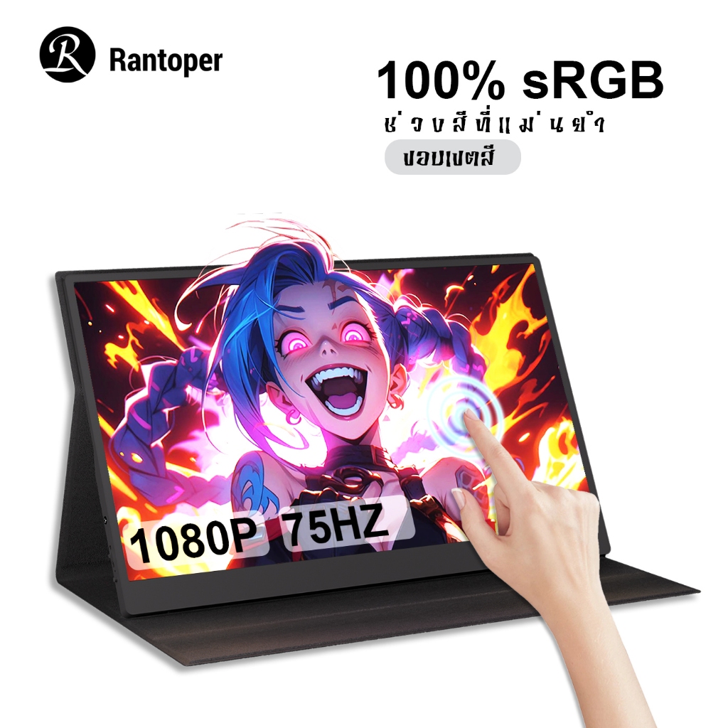Rantoper 15.6/14inch Portable Monitor, 1080P FHD รองรับ HDMI Type-C ...