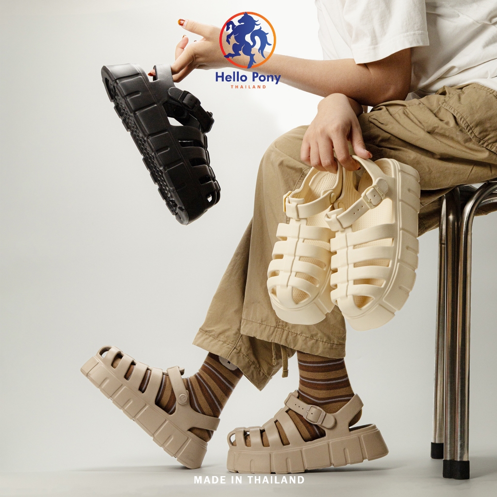 Hello Pony รองเท้ารัดส้นแตะแบบสวมรองเท้าลำลองส้นสูงEVA Size 36-41 รุ่น MHM4012