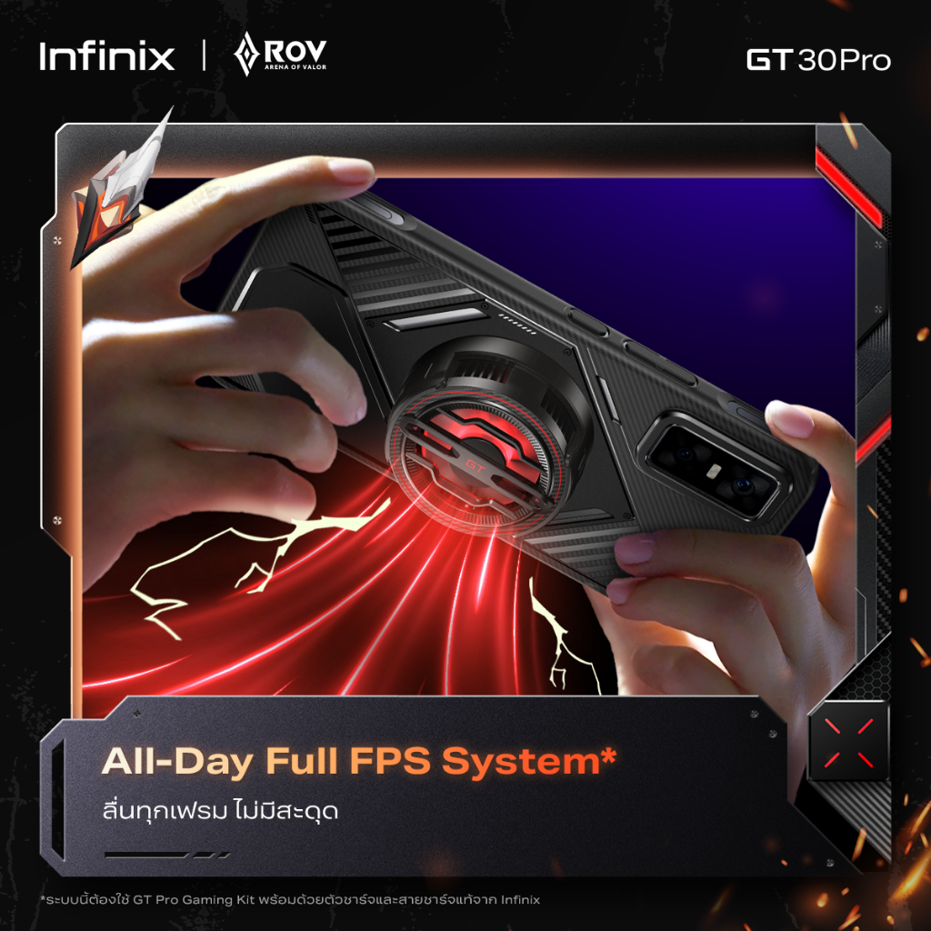 Infinix GT 30 Pro รุ่น X6873 สมาร์ทโฟนเกมมิ่งชิปเซ็ต D8350 Ultimate 5.5G RAM 24GB ROM 512GB จอ 144Hz แบตเตอรี่ 5500mAh