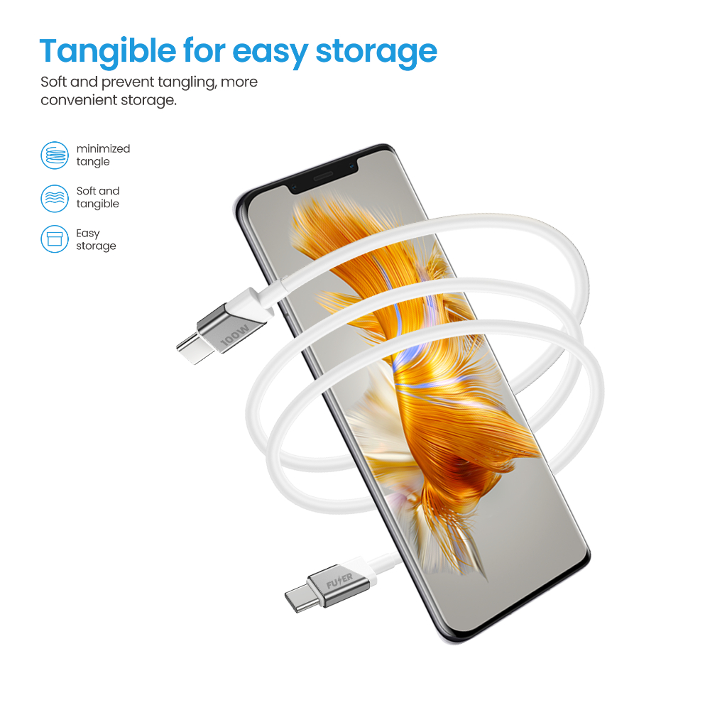 FUZER สายชาร์จ 100W Type-C to Type-C Fast Charge สำหรับแล็ปท็อป สมาร์ท ...