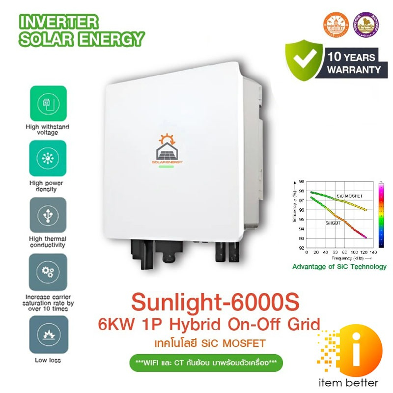 INVERTER HYBRID SOLAR ENERGY SUNLIGHT-6000S LOW-VOLTAGE 6KW อินเวอร์เต ...