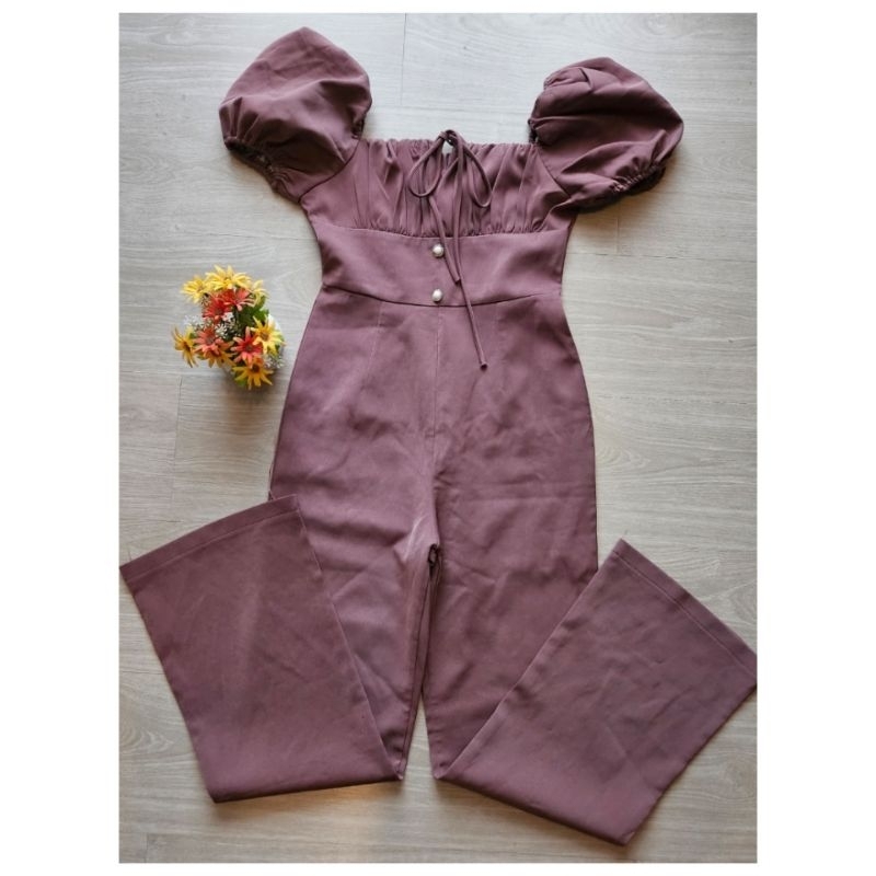 ส่งต่อจั๊มสูทขายาวแขนตุ๊กตาสีม่วงมังคุดSValley girl Shopee Thailand