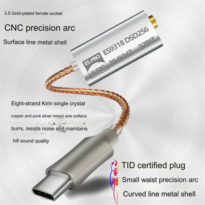 USB Dac Type C HiFi ESS ES9318 32Bit DSD256 384kHz สำหรับโทรศัพท์ หูฟัง ...