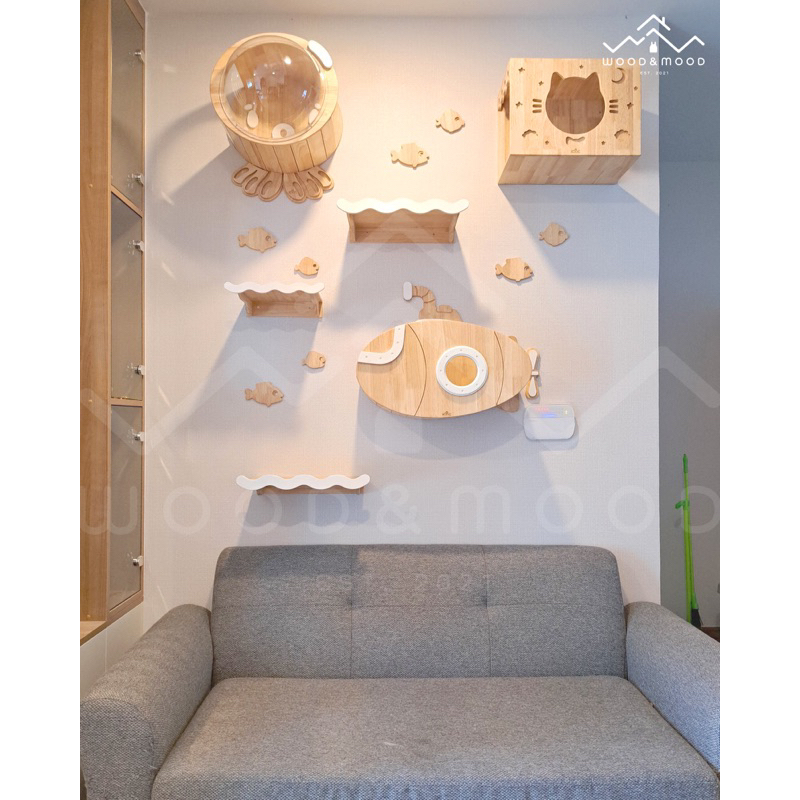 WOOD&MOOD Ocean Theme Cat Wall