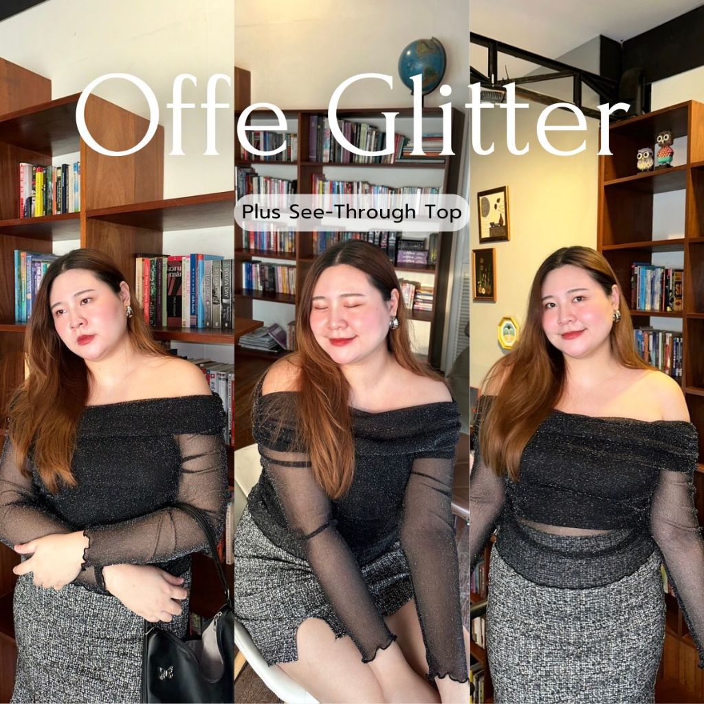 Offe Glitter เสื้อเปิดไหล่กลิตเตอร์เล่นแสงมีซับในทั้งตัว งานหรู ใส่ออก ...
