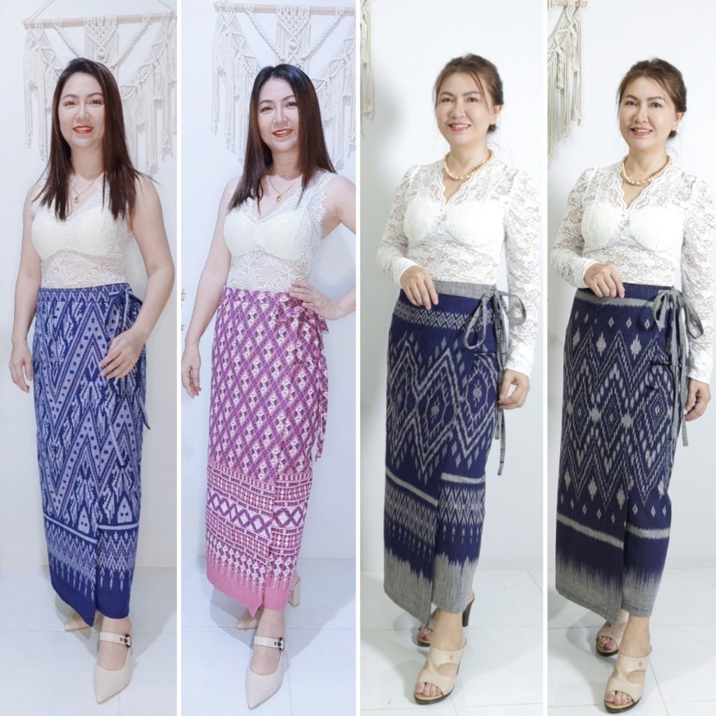 ผ้าถุงสำเร็จลายไทย ย้อมคราม เนื้อนุ่ม ใส่สบาย พร้อมตะขอปรับเอว ส่งจากนครพนม