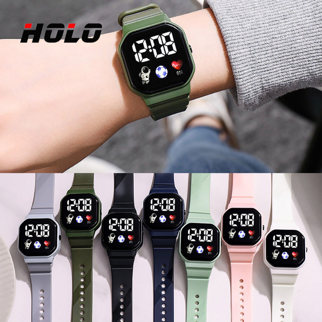 นาฬิกาข้อมือสปอร์ต สีมาการอง สไตล์เกาหลี สําหรับผู้ชาย และผู้หญิง 6สี - 2