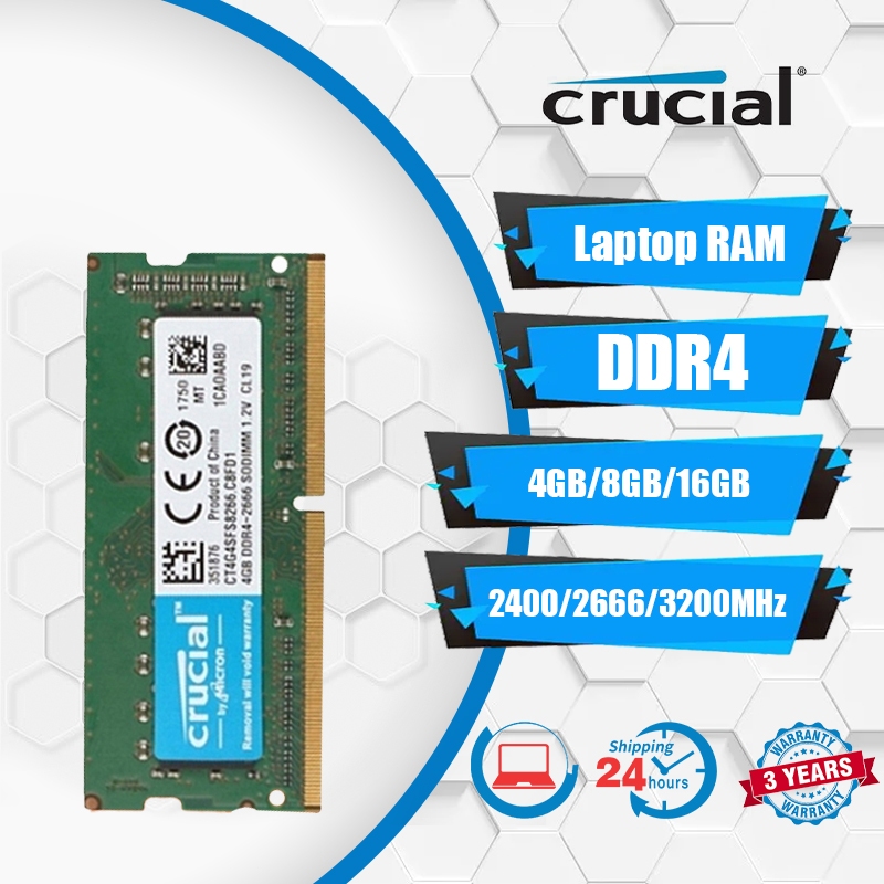 Crucial 4GB/8GB/16GB DDR4 Laptop RAM 2400/ 2666/3200MHZ PC4-25600 PC4 ...