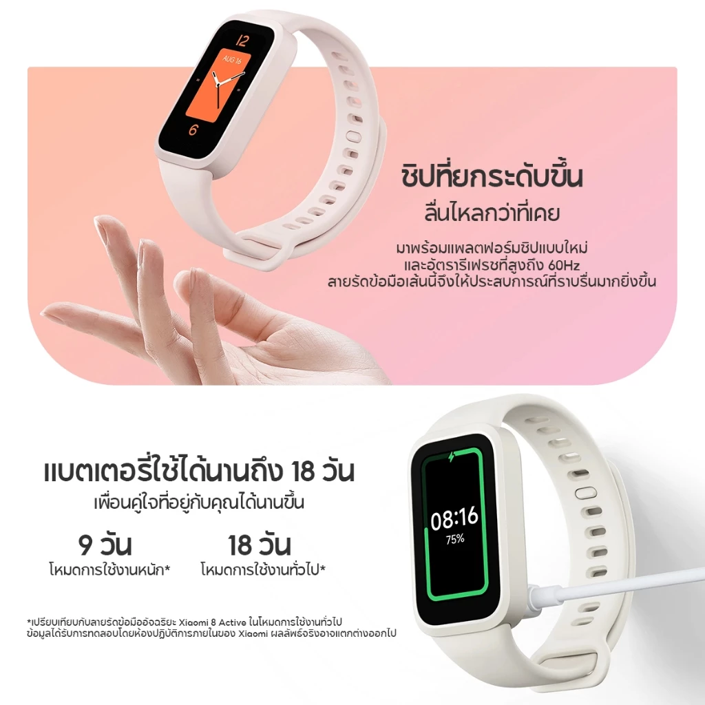 Xiaomi Mi Band 9 Active Smart Band 9 นาฬิกาสมาร์ทวอทช์ จอแสดงผล 1.47" การวัดออกซิเจนในเลือด smart watch