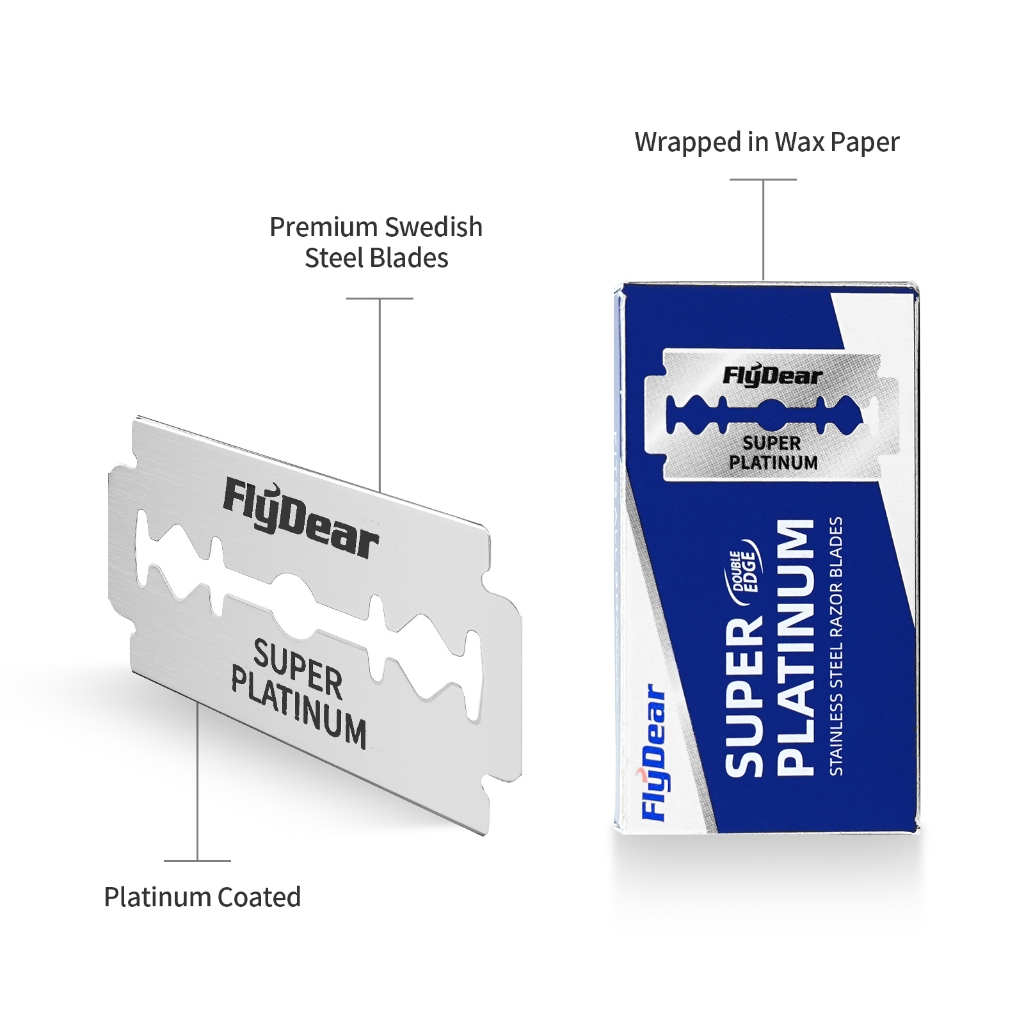 FlyDear 100PCS ใบมีดโกน Razor Blades ใบมีดโกนสำหรับโกนหนวดสแตนเลสแพลตติ ...