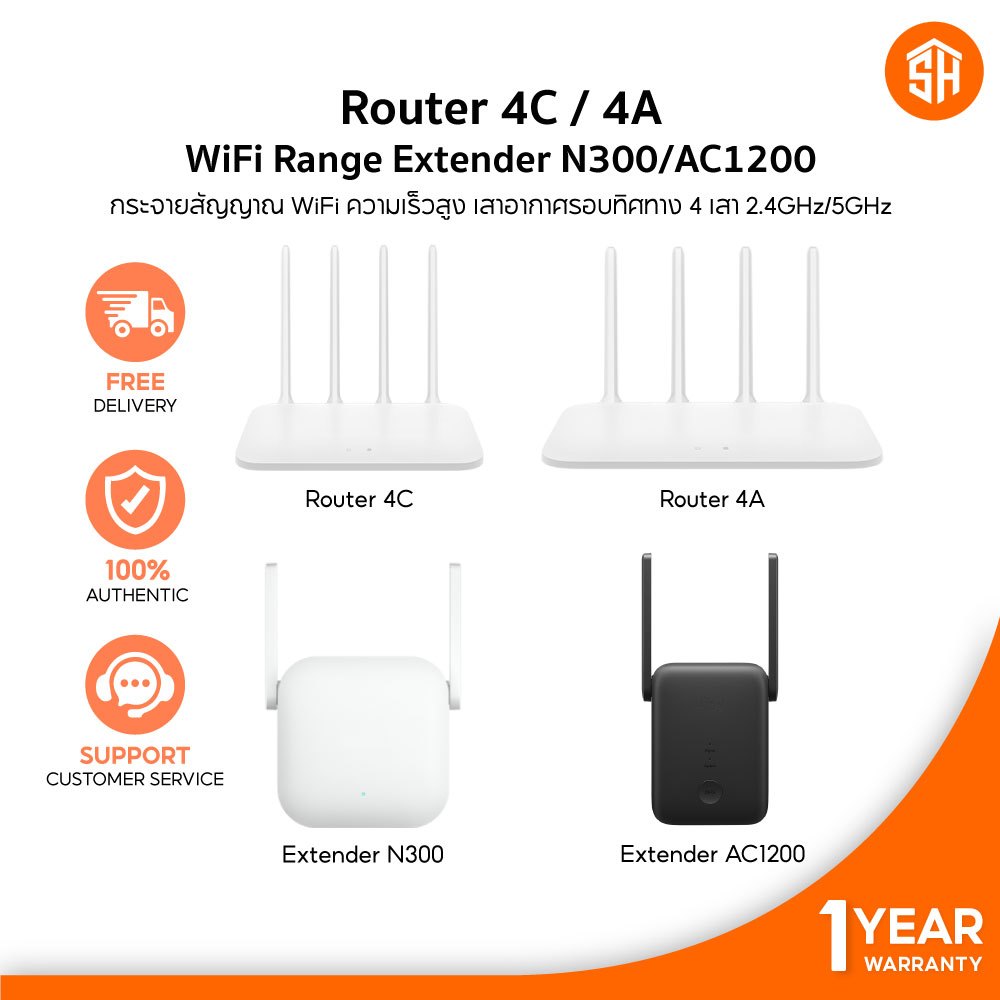 [ประกันศูนย์ไทย] Xiaomi WiFi Range Extender AC1200 / N300 Mi Router 4C ...