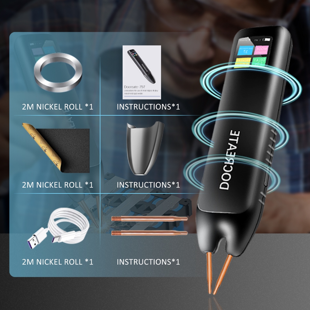 เครื่องเชื่อมจุดมือถือ DoCreate-756 แบบพกพา 🔥 ใช้แบตเตอรี่ลิเธียม 18650 ...