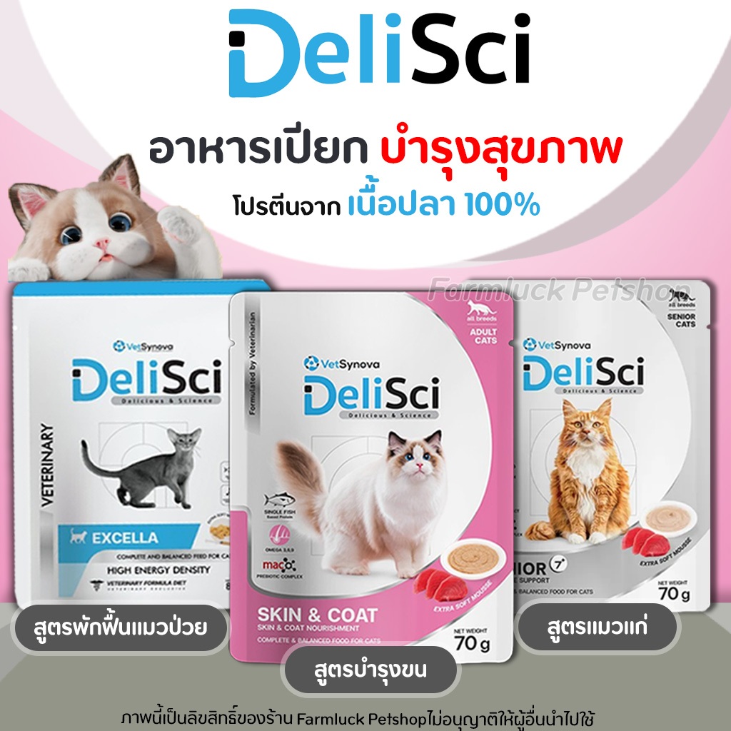 DeliSci - Excella | Skin & Coat | Senior อาหารแมวสูตรบำรุงสุขภาพ 3สูตร ...