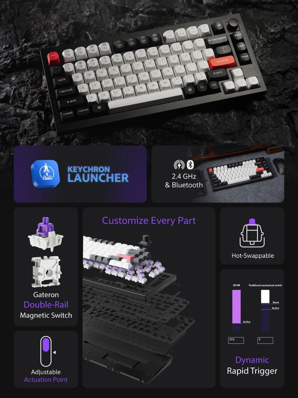 Keychron Q1 HE Premium คีย์บอร์ด Rapid Trigger