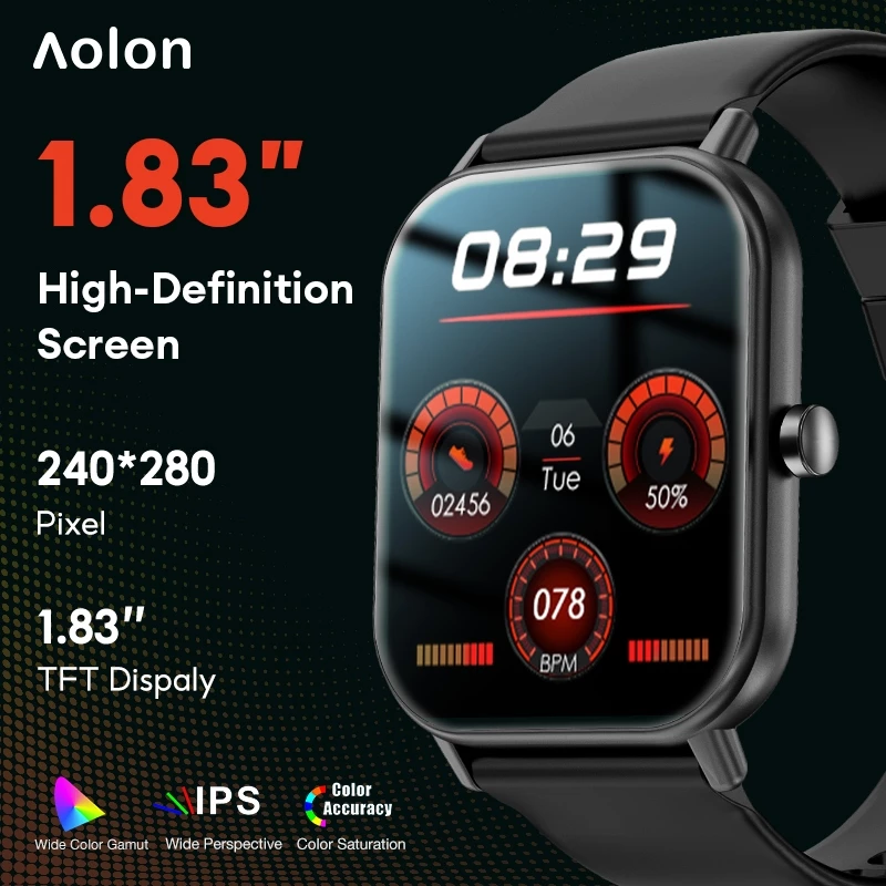 Aolon GTS 1.83 นิ้ว สมาร์ทวอทช์ นาฬิกาวิ่ง โหมดกีฬามากกว่า 100 แบบ แคลอรี่ แคลอรี่ การนับก้าว ความดันโลหิต Amazfit เมนูไทย