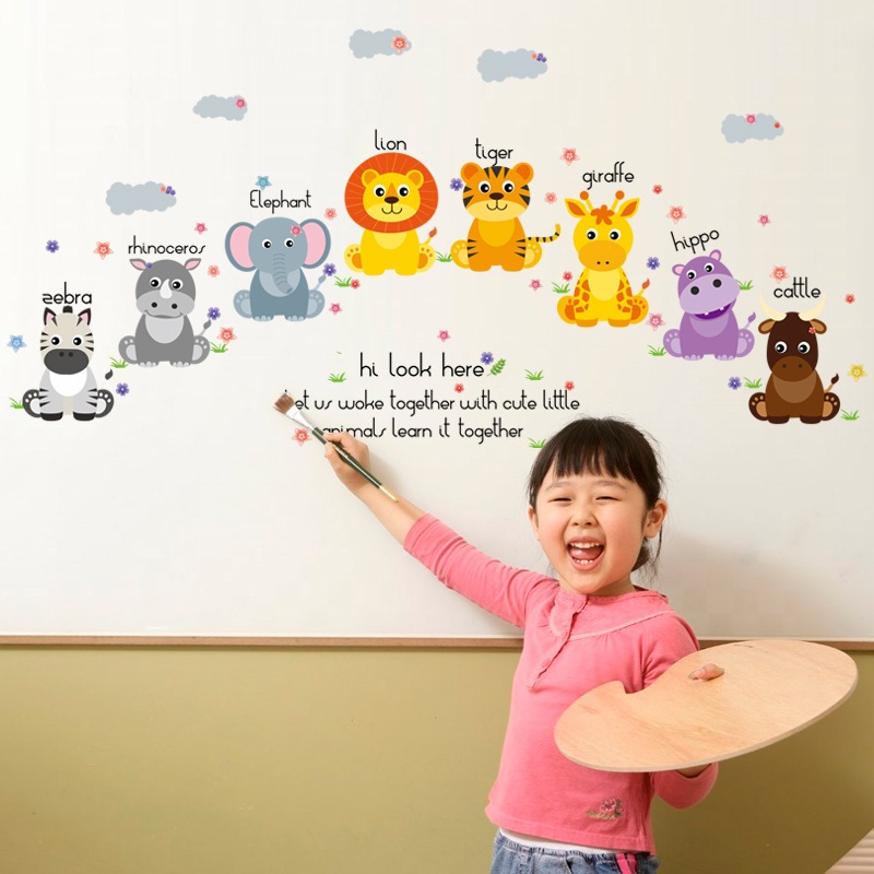 sticker abc สติ๊กเกอร์ลายสัตว์ สําหรับติดตก แต่งผนังห้อง ตกแต่งห้องเด็ก ...