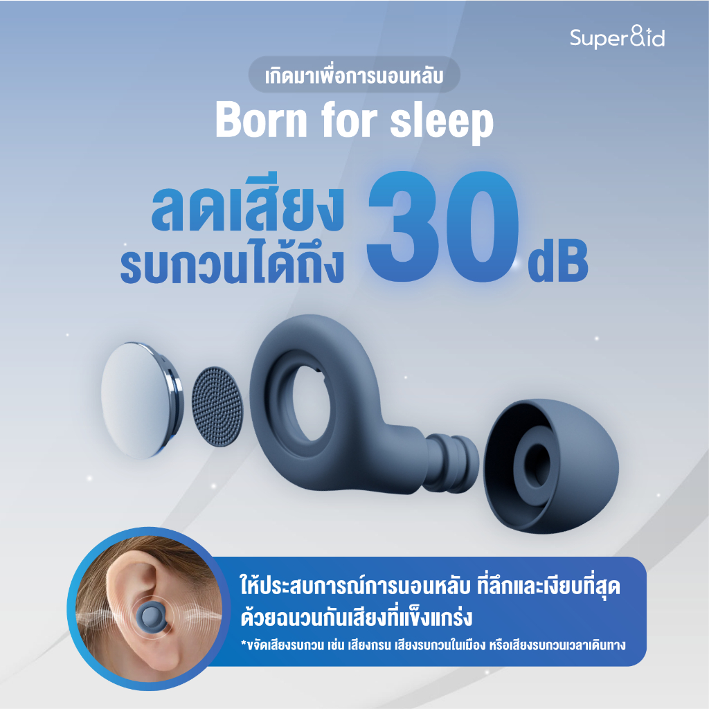 Super8id จุกอุดหู ที่อุดหู DreamPlug จุกอุดหูสำหรับการนอนโดยเฉพาะ ...