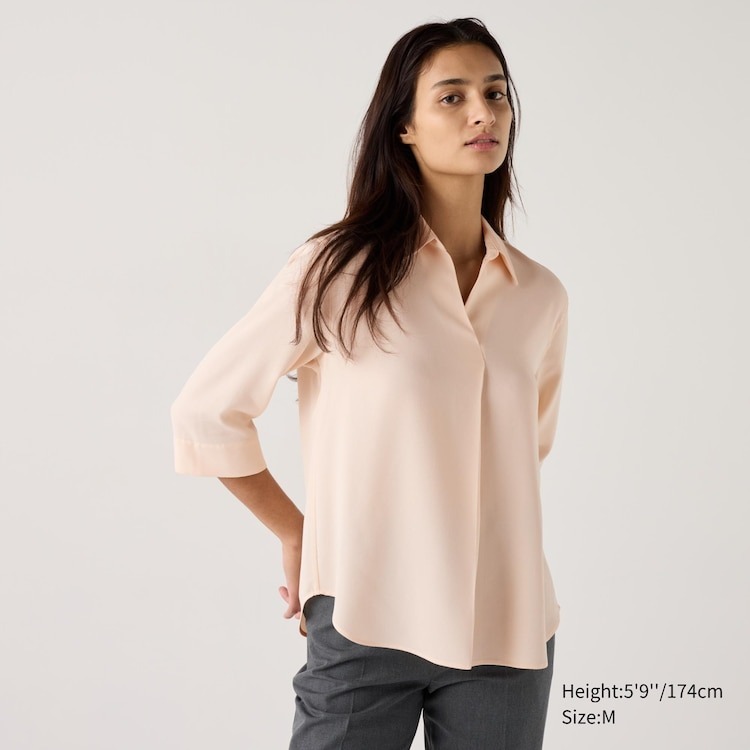 (มีโค้ดส่วนลด กดสั่งในวิดีโอ) UNIQLO ของแท้ เสื้อเบลาส์ ผ้าเรยอน ...