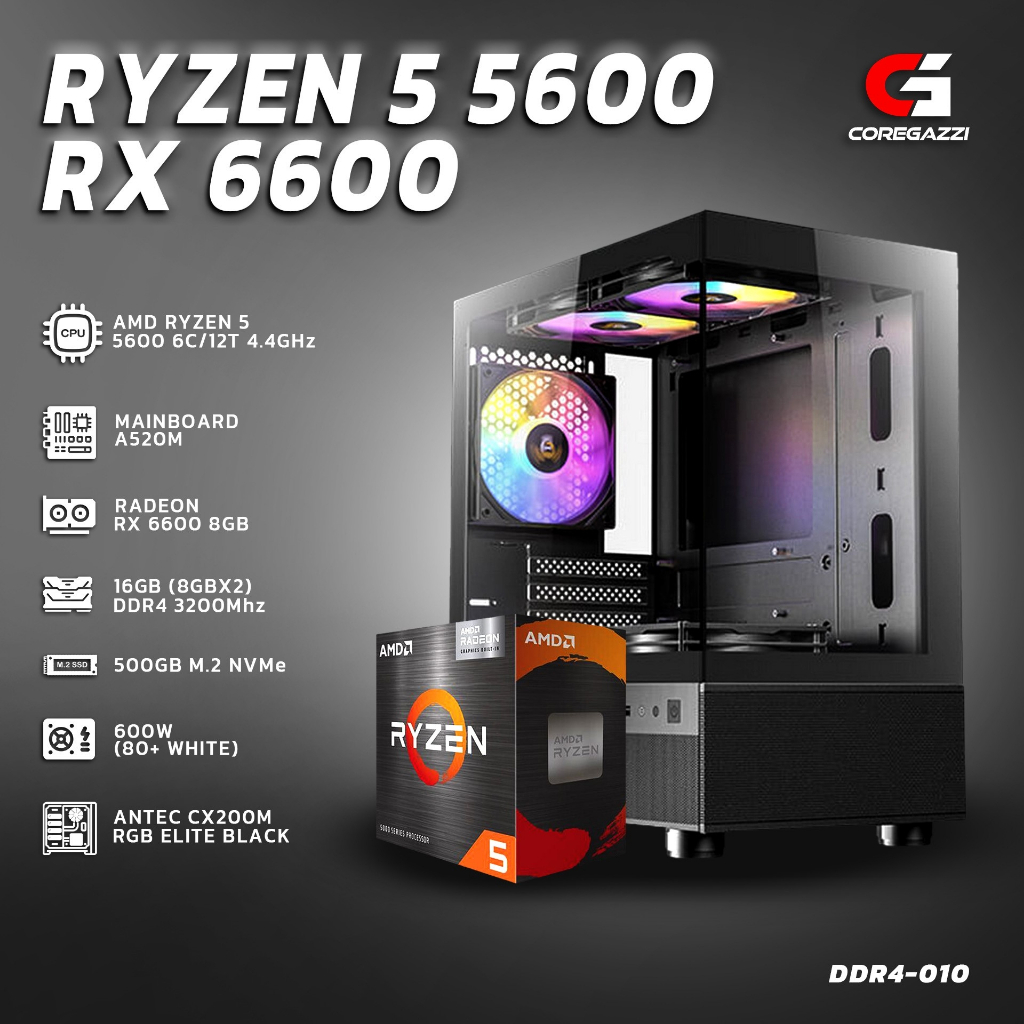 CGZ-COMPUTER AMD RYZEN 5 5600 /RX 6600 8GB /RAM 16GB /M.2 500GB /600W ...