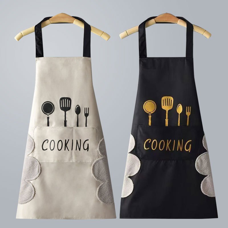 ผ้ากันเปื้อนCooking PVC พร้อมผ้าเช็ดมือด้านข้าง กันนำ้ กันนำ้มัน100% ...