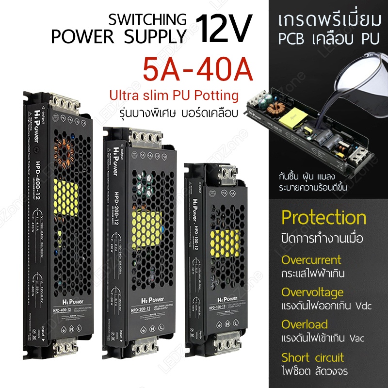 ตัวแปลง 12v PCB Potting รุ่นบาง เคลือบ PU adapter Switching Power ...