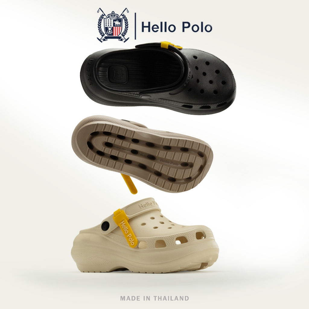 Hello Polo รองเท้า รองเท้าแตะมีรู ส้นตึก กันลื่น พื้นนิ่ม ลำลองระบายอากาศได้ดี ใส่แล้วสูง EVA นิ่มเหมือนเหยียบขี้HP8052 - 4