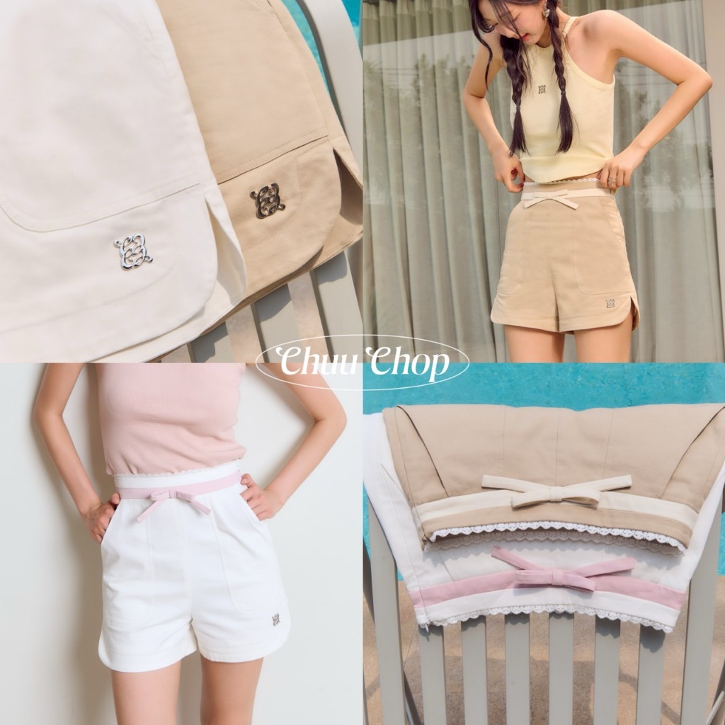 chuuchop(XS-2XL)nSummer Breeze Shorts กางเกงขาสั้นแต่งโบว์(C8388 ...