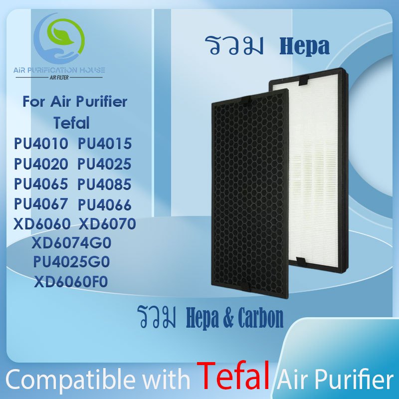 LRFDRESS PU4025 HEPA- en koolstoffilter voor Rowenta Tefal PU4010, PU4015, PU4020, PU4020F1, PU4025 luchtreiniger vervangende luchtfilter, XD6070F, XD6074F0, XD6060, XD6060F0 Filter (1-sets