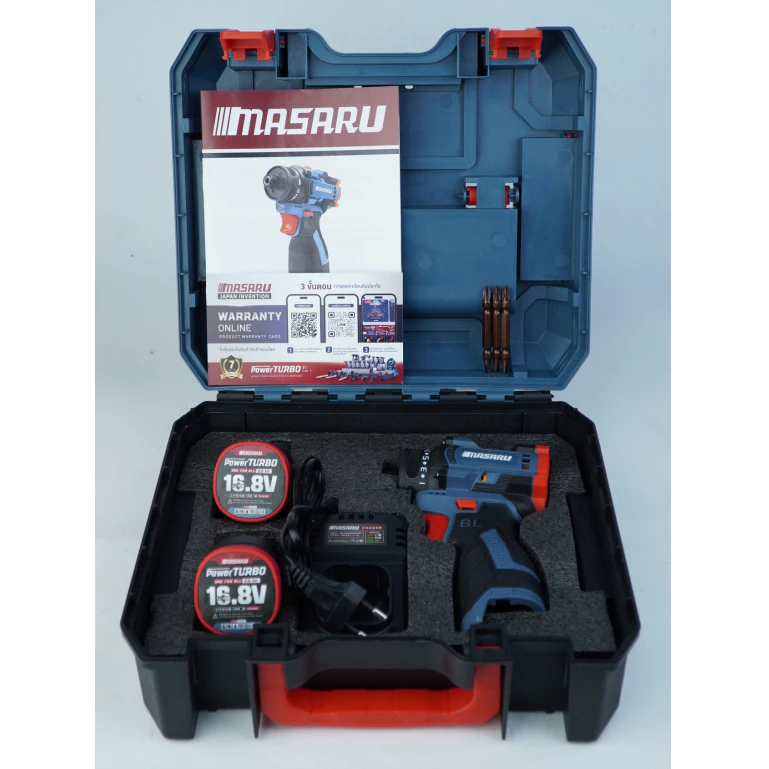 MASARU รุ่น SCDS-180 แรงบิด 60 N.m ไขควงคลัชไร้สาย สว่าน 2 ระบบ ขันน็อตสกรู เจาะ แบตเตอรี่ลิเธียม 16.8V