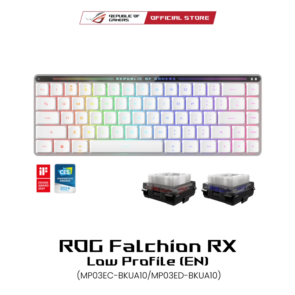 ASUS ROG Falchion RX Low Profile, Keyboard EN, RGB Aura Sync, White ...