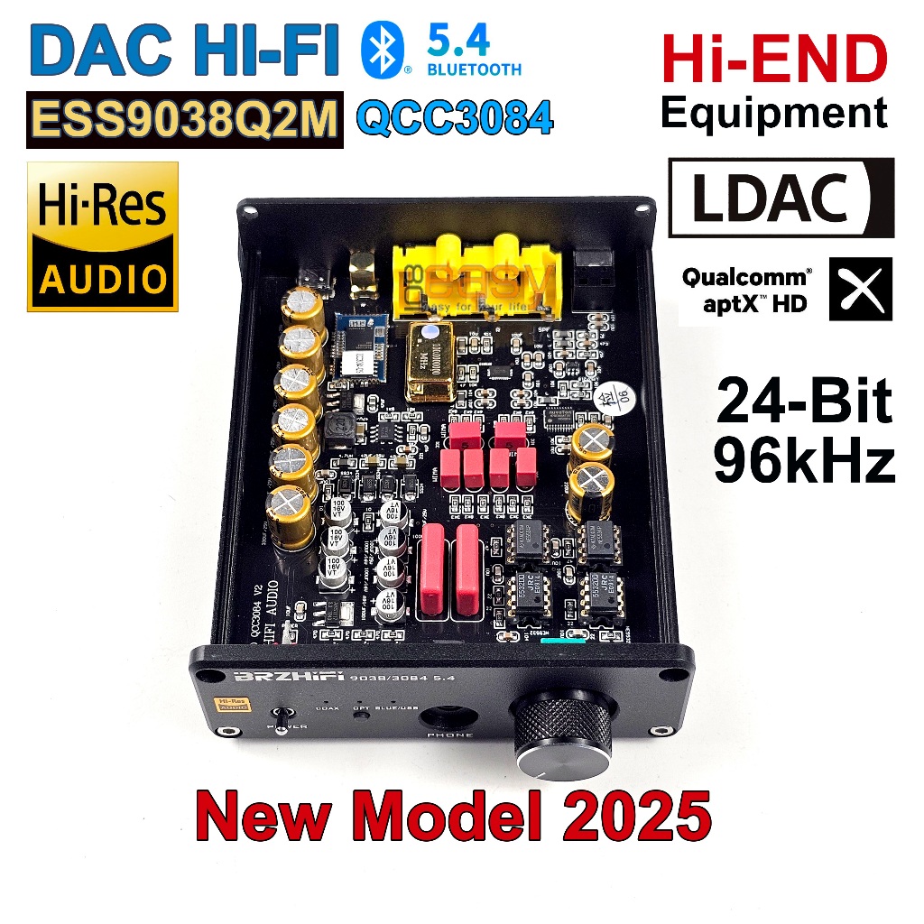 เสียงดีมาก QCC3084 + (ชิปถอดรหัส ESS9038Q2M ) Dac HiFi Bluetooth 5.4 ...