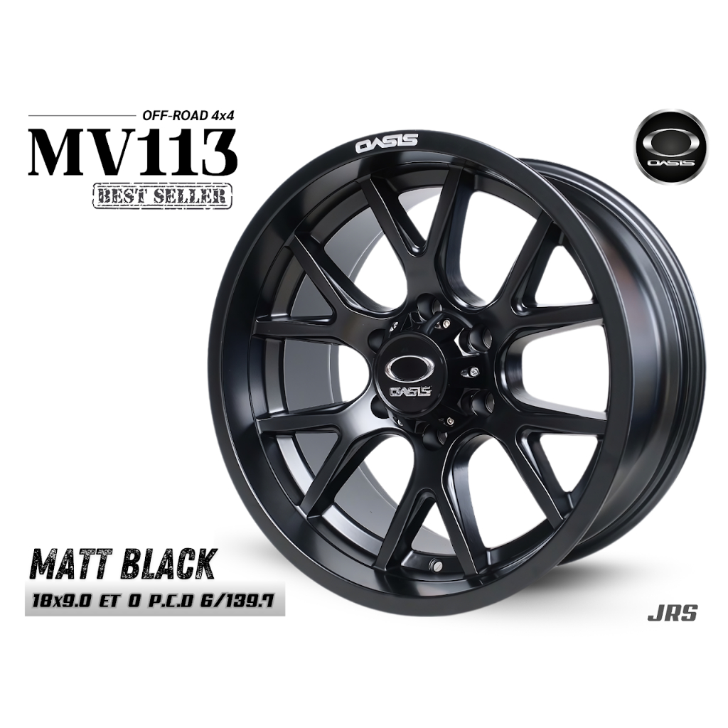 ล้อแม็ก Oasis MV113 ขอบ 18x9.0 ET0 PCD 6x139.7 สีดำด้าน (Matt Black ...