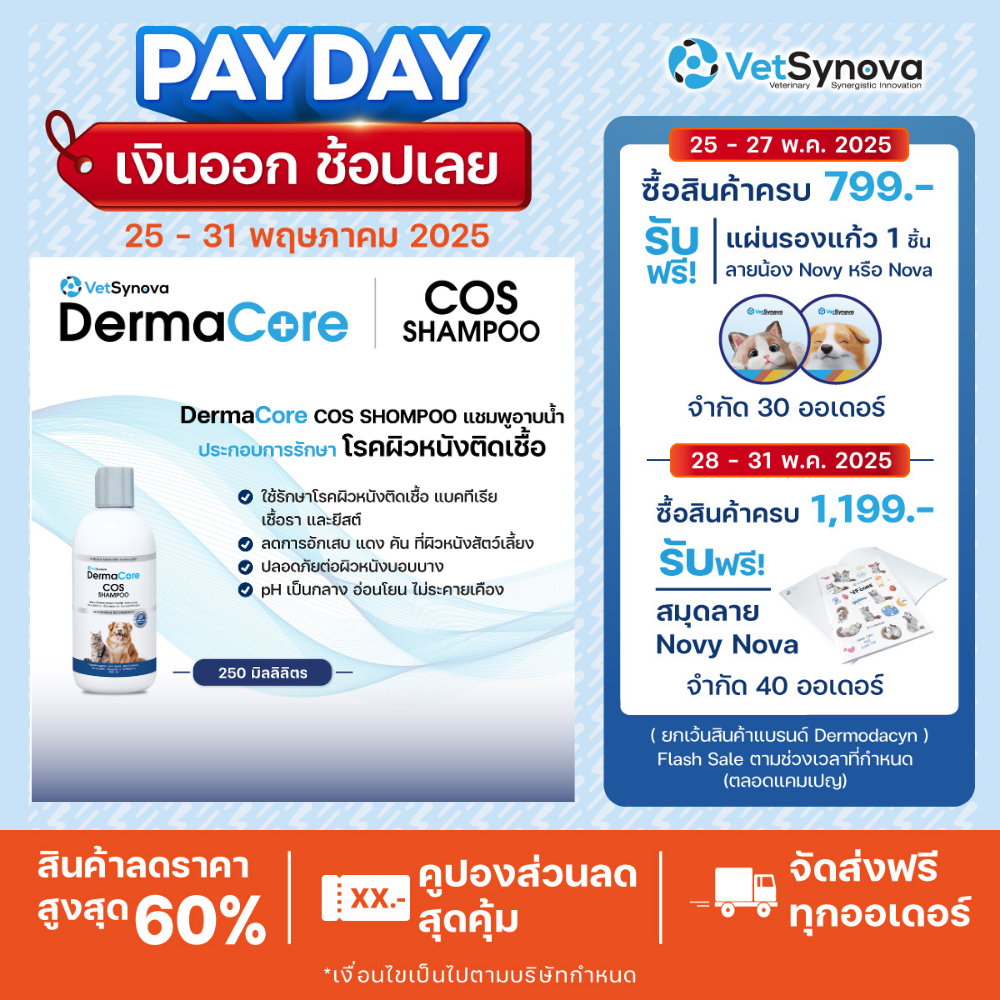 Dermacore COS Shampoo แชมพูประกอบการรักษา โรคผิวหนังติดเชื้อสําหรับ ...