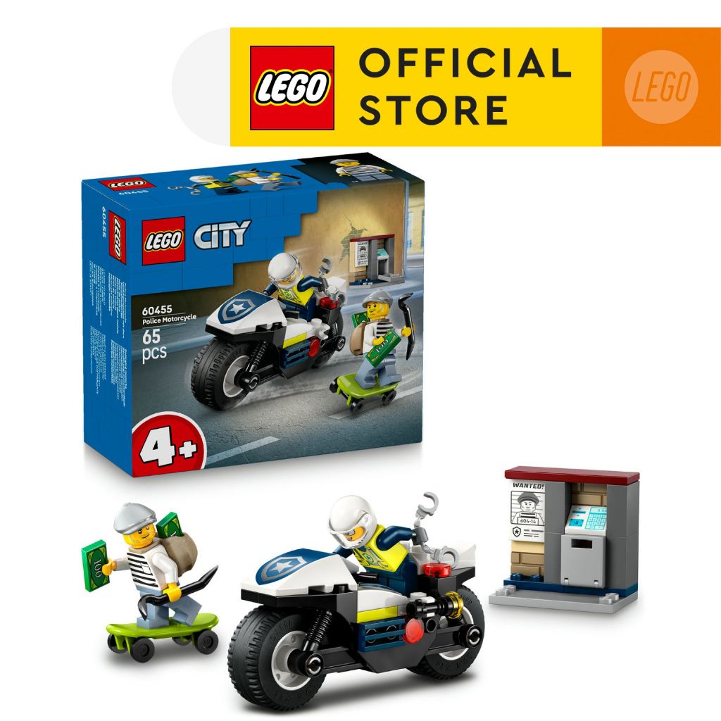 LEGO City 60455 Police Motorcycle Chase (65pcs.), Building Blocks, Kids ...