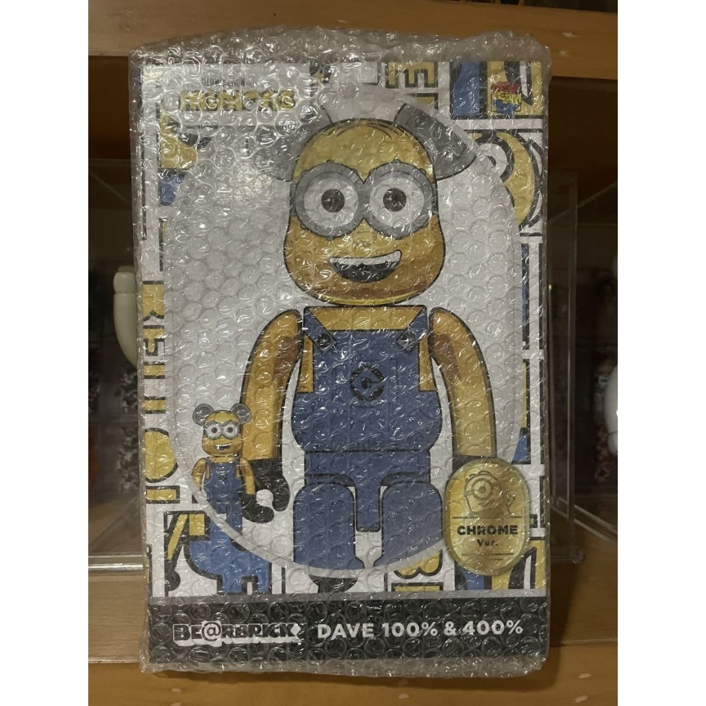 ของแท้) BE@RBRICK MINIONS DAVE CHROME Ver. 100% & 400% (bearbrick