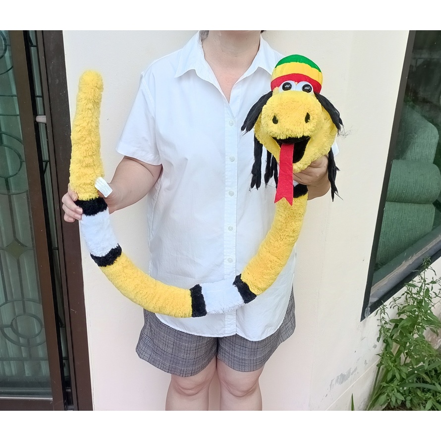 ตุ๊กตางู ขนนุ่ม Reggae Rasta Jamaican Snake ขนาด 51 นิ้ว ป้าย Specialty ...