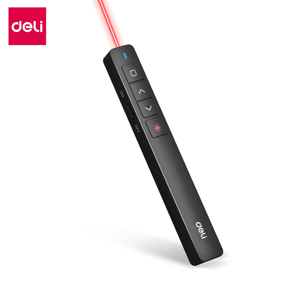 Deli ปากกาเลเซอร์ ปากกาพอยเตอร์ เลเซอร์แดง ไร้สาย มีที่เก็บ USB ...