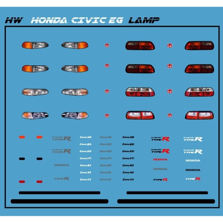 ดีคอล ไฟรถ Honda CIVIC EG อีจี ไฟหน้า ไฟท้าย ติดงานได้ทุกสี lamp light ...