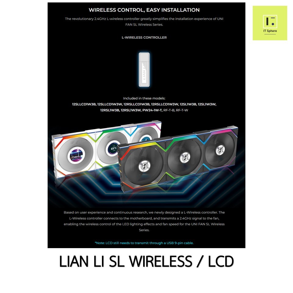 NEW ! [ดูดเข้า / เป่าออก] SL WIRELESS LCD Fancase Lian Li rgb Fan case ...
