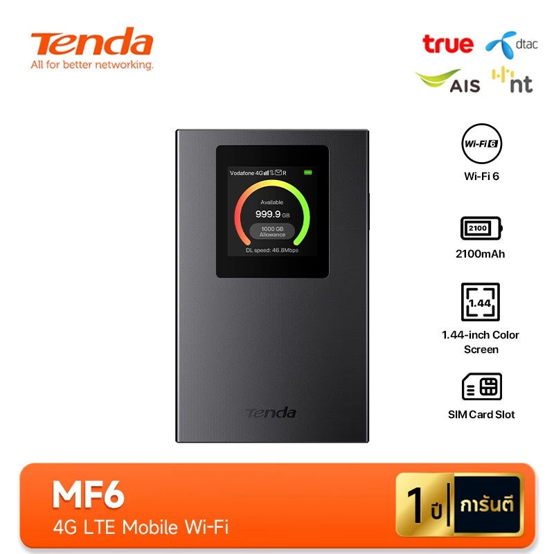 Tenda MF3 MF6 Pocket WiFi Hotspot 4G LTE Mobile Wi-Fi AX300 Wi-Fi 6 Card Color Screen Plug & Play